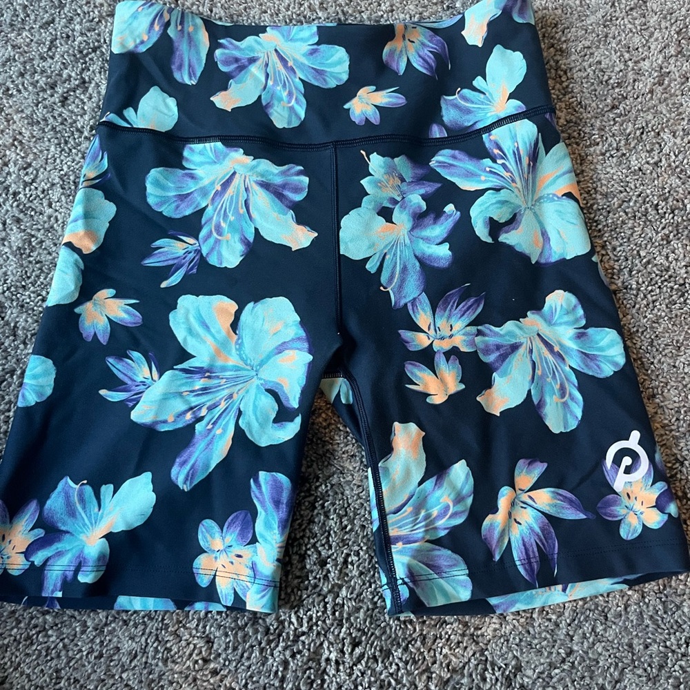 Peloton Blue and Orange Floral Shorts